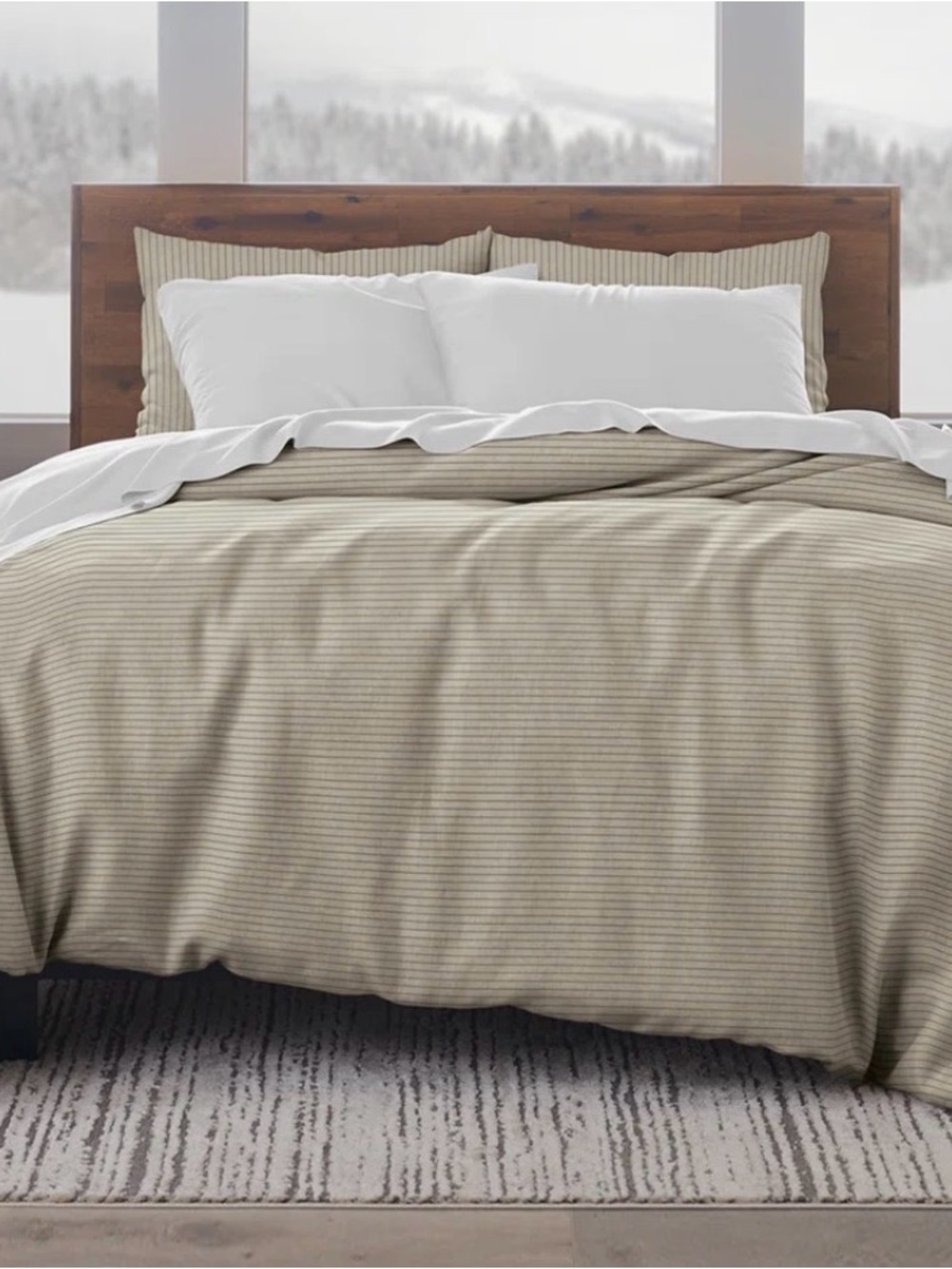 Neutral Stripe Duvet Cover Set - Beige